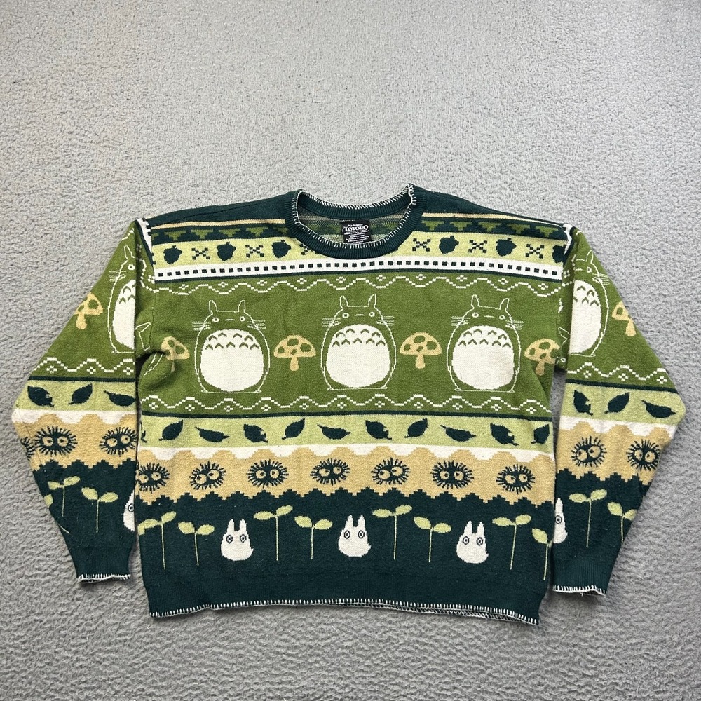 Studio Ghibli My Neighbor Totoro Fair Isle Knit Green Sweater Small